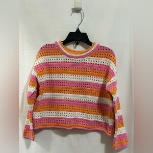 Old Navy - Pink and Orange Striped Sweater